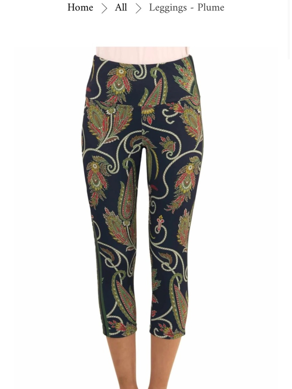 Gretchen Scott Designs Navy Paisley Leggings/Capris Sz L LIKE NEW